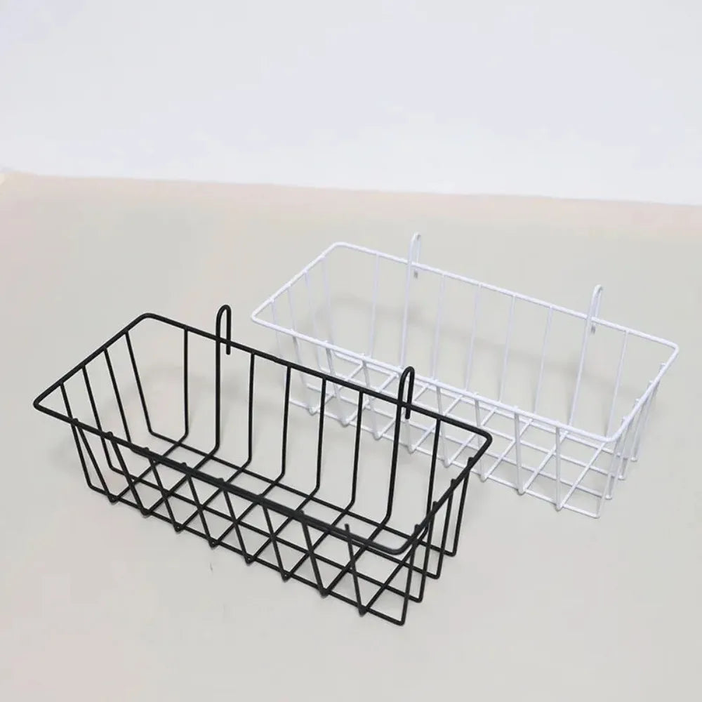 Metal Decorative Storage Basket DIY Iron Grid Flower Pot Hanging Shelf Wall Art Mounted Frame Mesh Display Rack Home Decoration