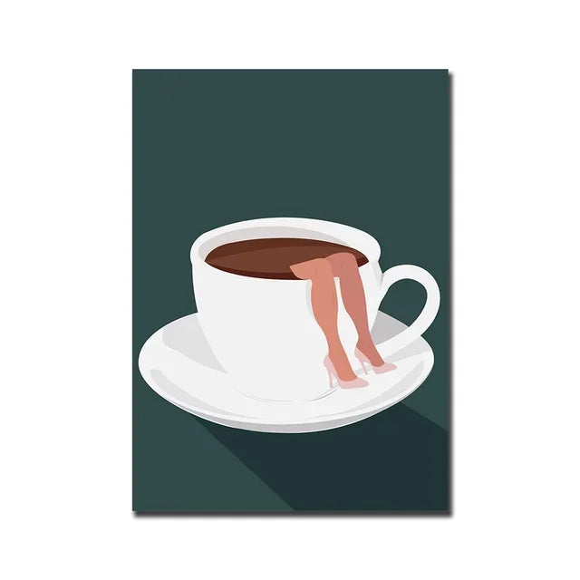 Modern Minimalist Wall Art  Good Morning Coffee Diver HD Sail Print Poster for Living Room Bedroom Pantry Decoration  Home Decor