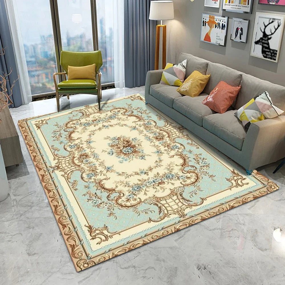 Vintage Rustic Carpet Shabby Rose Rugs Luxury Soft Elegant Traditional Rugs Floral Floor Carpet Home Living Room Bedroom Mats