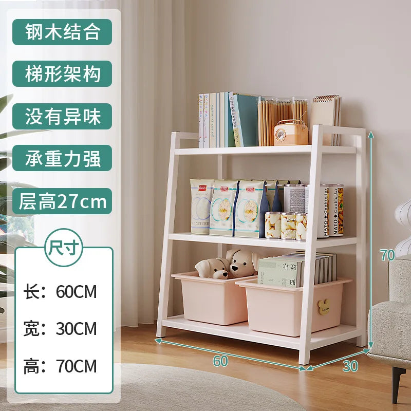Household Multi-layer Wrought Iron Shelves Ins Wind Simple Floor Storage Display Cabinet Trapezoidal Shelf Bookshelf