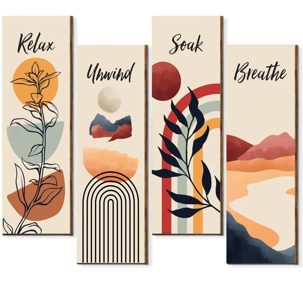 Inspirational Quotes Bohemian Abstract Hanging Sign Wall-mounting Artistic Plant Leaf Pendant Handmade Decorative Panel