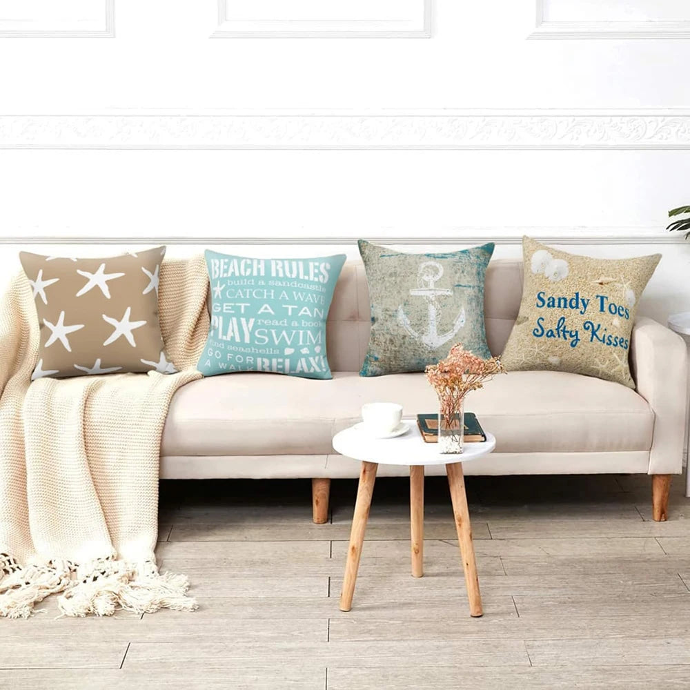 Beach element pillowcase holiday style bedroom sofa decorative cushion cover with zipper pillowcase