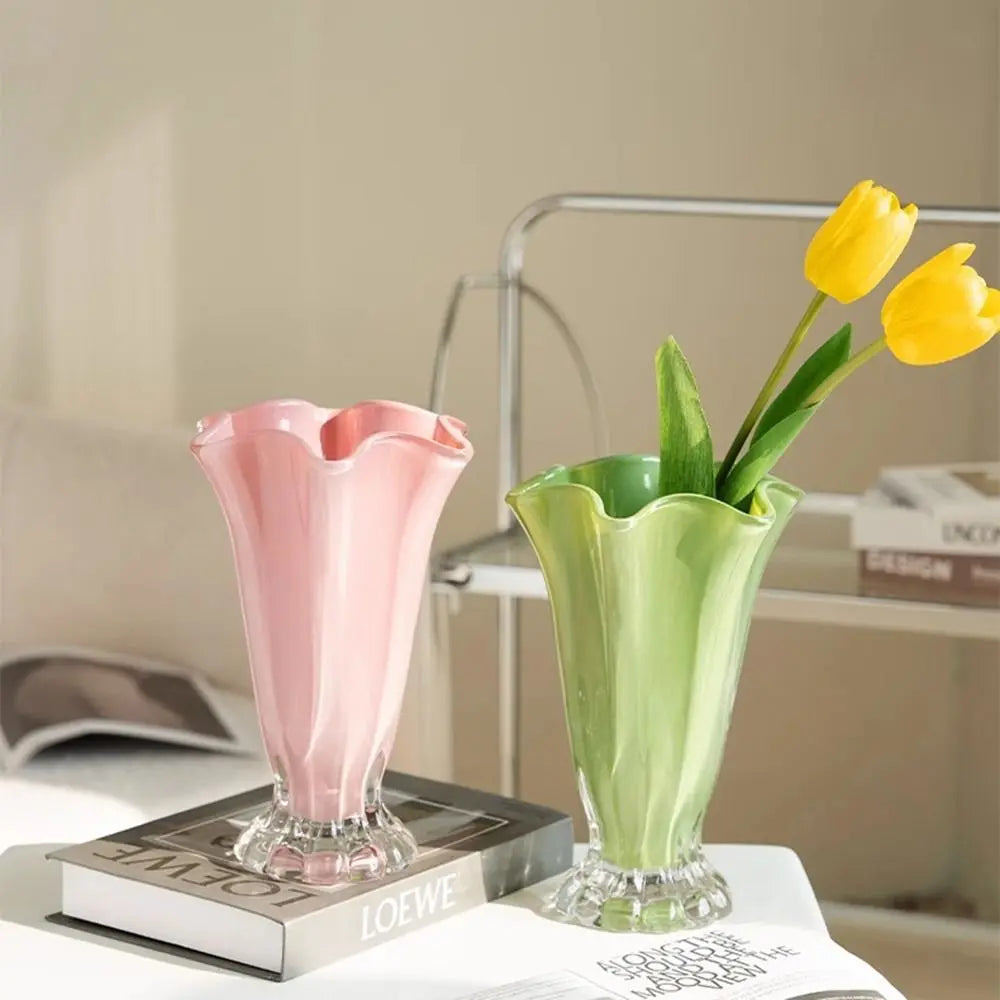 INS Flower Vase Modern Smooth Creative Glass Vase Simple Solid Color Desktop Decorating Flowerpot Dining Table