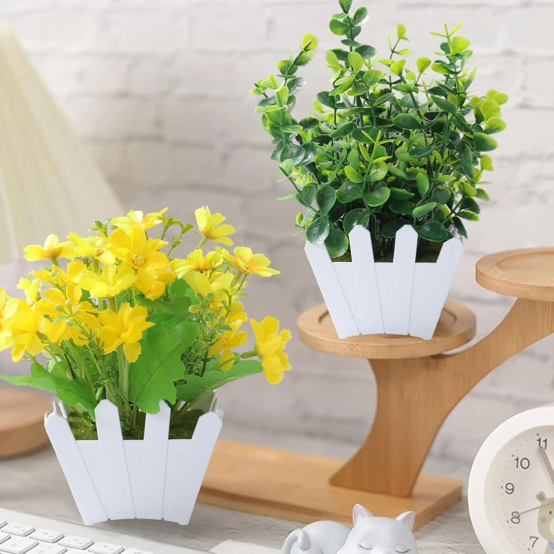 Artificial Plants Potted Green Bonsai Small Tree Grass Plant Pot Ornament Fake Flower for Home Garden Decor Wedding Party Decor