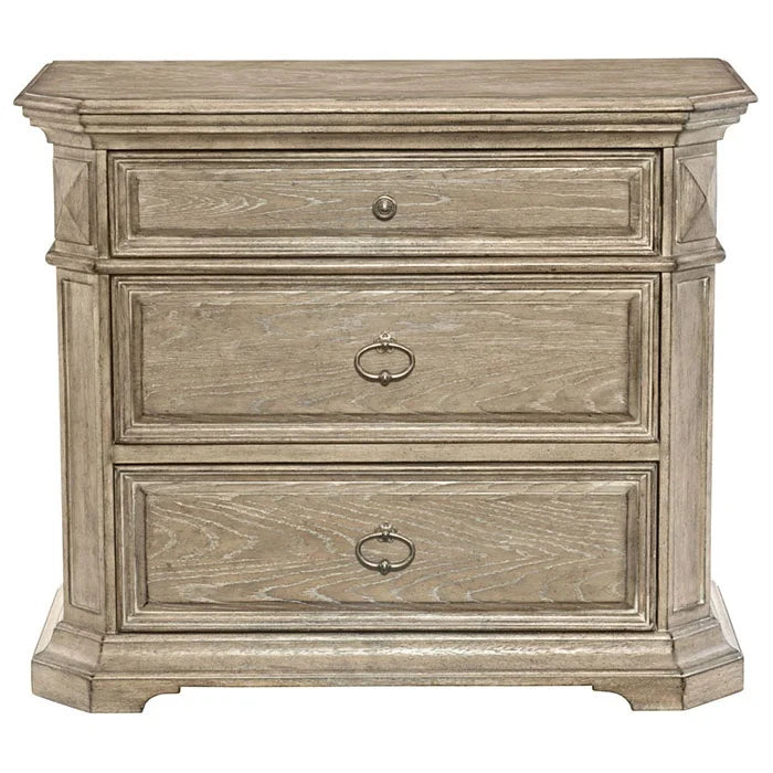Bedroom Furniture French Vintage Solid Wood Oak Antiqued Grey Bedside Table Nightstand