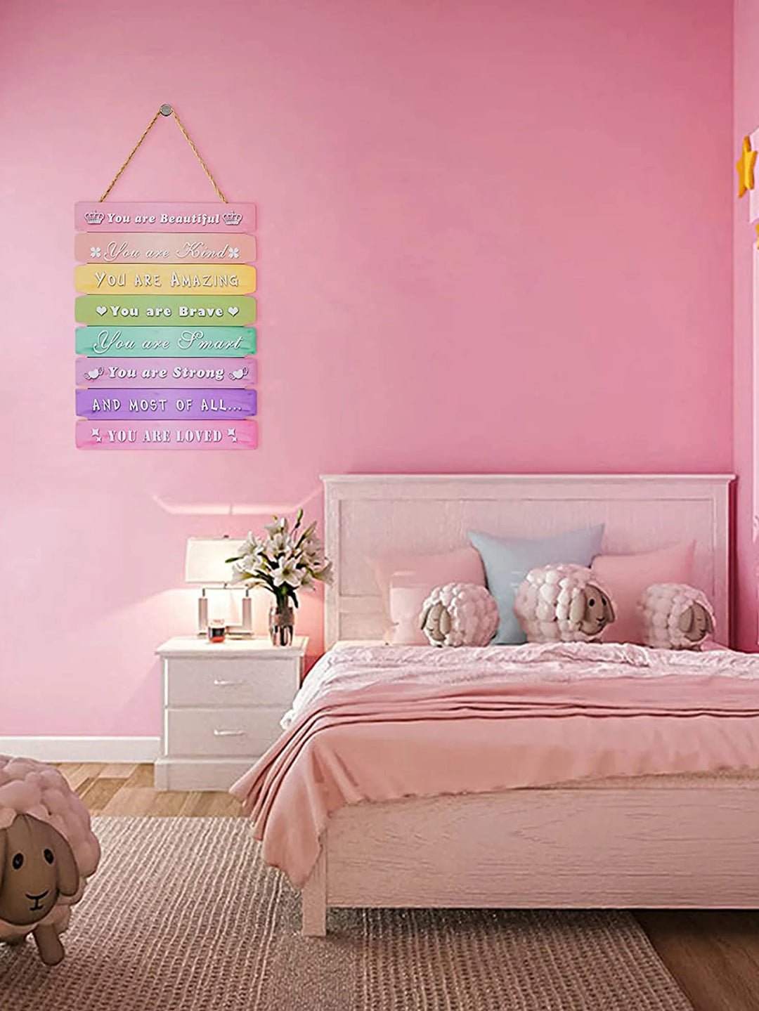 Wall Decor Aesthetic Motivational Wall Art Girl Boys Room Wall Decor Wooden Wall Hanging Sign Room Decorations for Teens Toddler