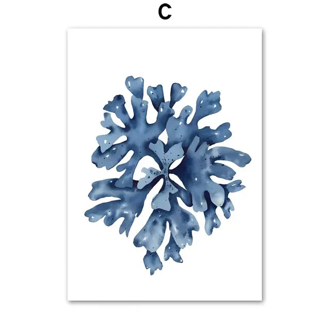 Coastal Sea Life Wall Art Coral Seahorse Lobster Crab Canvas Prints  Beach House Nautical Decor  Simple Marine Posters for Home