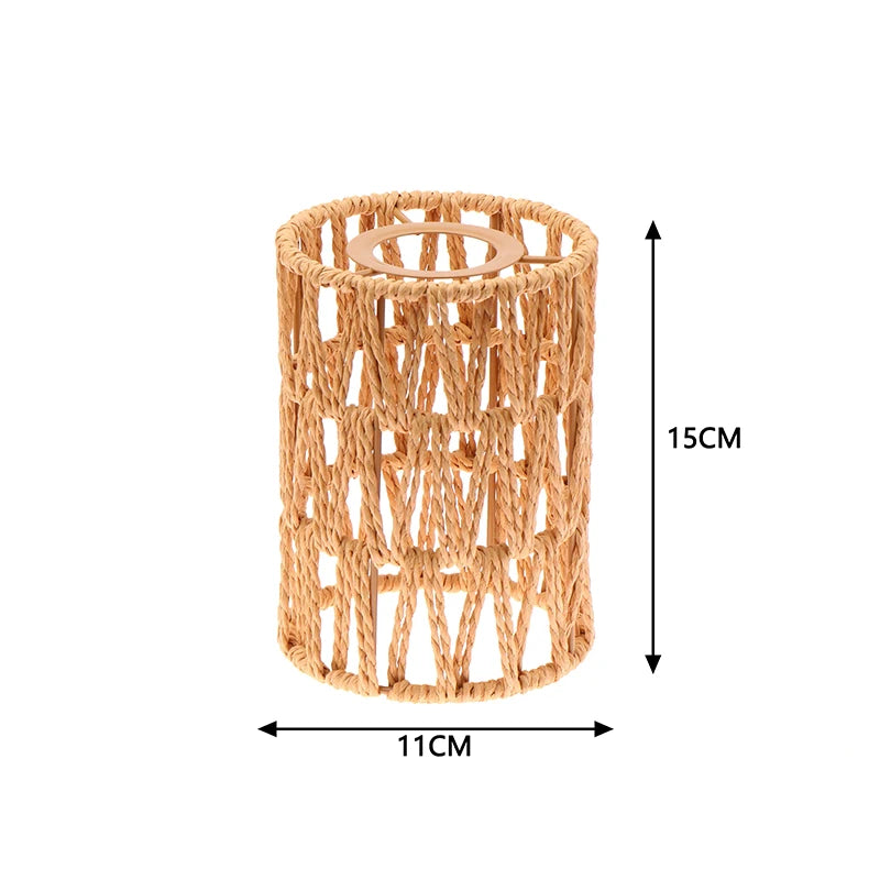 Bohemian Style Hanging Lampshade Handmade Woven Lamp Shade For Living Room Bedroom Hotel Simulated Rattan Lighting Accessories