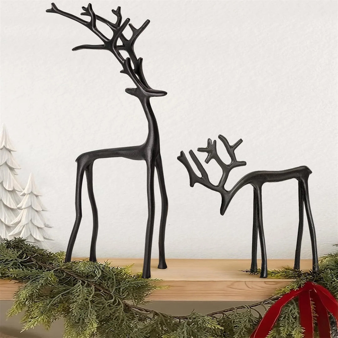Metal Deer Desktop Decor Deer Statue Christmas Decoration Modern Christmas Figurine Elegant Indoor Desktop Art Decorative Items