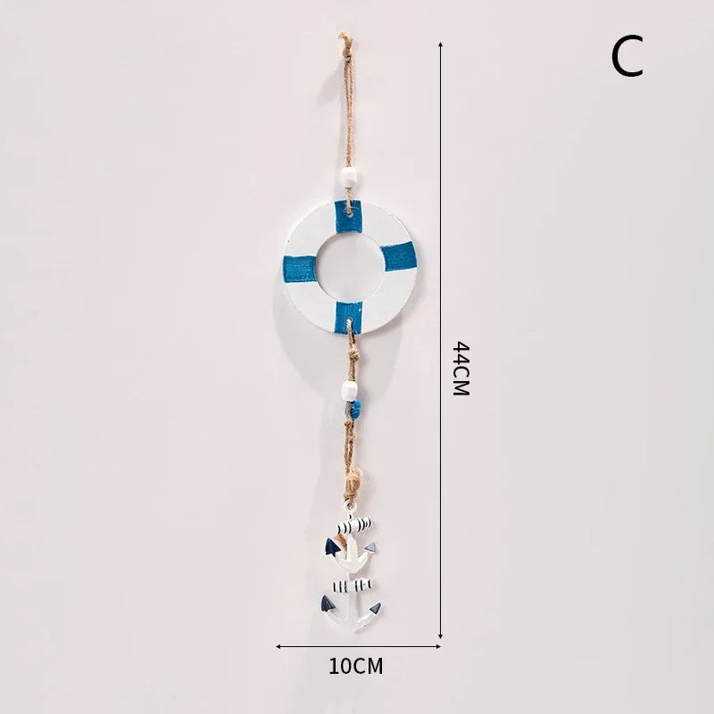 Mediterranean Style Decorative Pendant Home Background Wall Mounted Lighthouse Sailboat Wooden Crafts