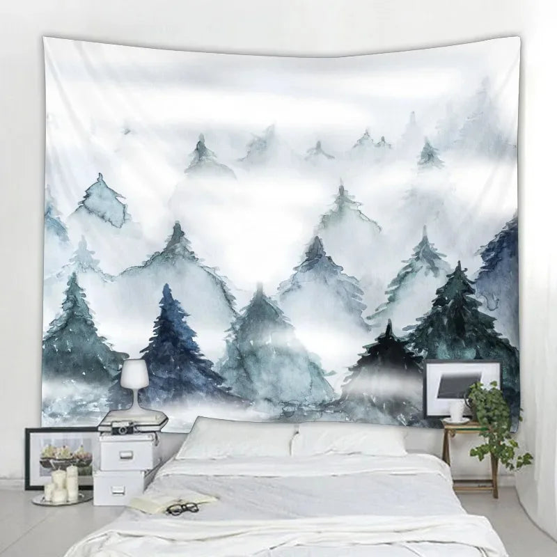 Bohemian home dormitory aesthetic wall decoration plant flower and bird tapestry simple Nordic style wall hanging cloth hippie