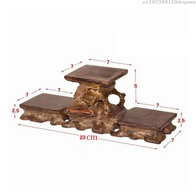 Natural Solid Wood Miniature Bases Figurine Vase Flower Pot Holder Coffee Tea Sets Pedestal Bonsai Plant Rack Home Decoration