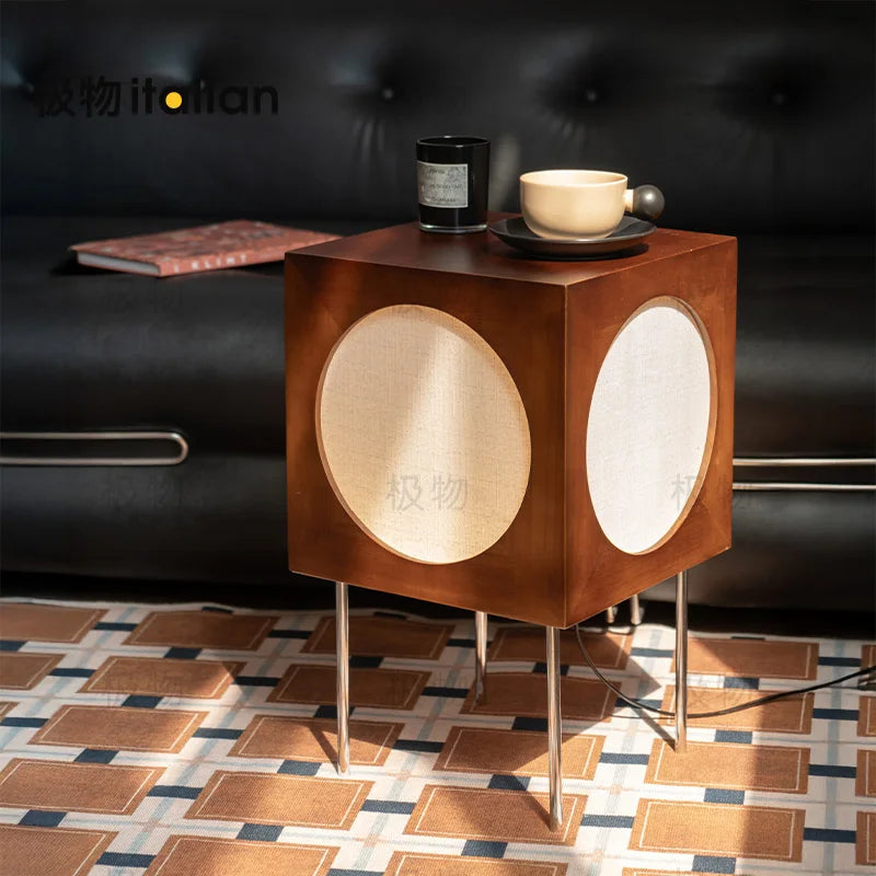 Mid-century Modern End Table, Vintage Floor Lamp with Storage Shelf,  Industrial Coffee Table with Charging Station