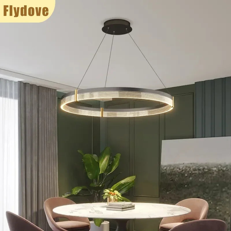 Italian Minimalist Living Room Circular Chandelier Modern Dining Room Bedroom Hotel Coffee Shop Home Lighting Decoration Lamps