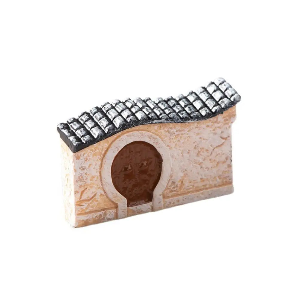 Decorative Mini Resin House Chinese Style Resin Bonsai Landscaping Retor Mini House Retro Building Home Desk