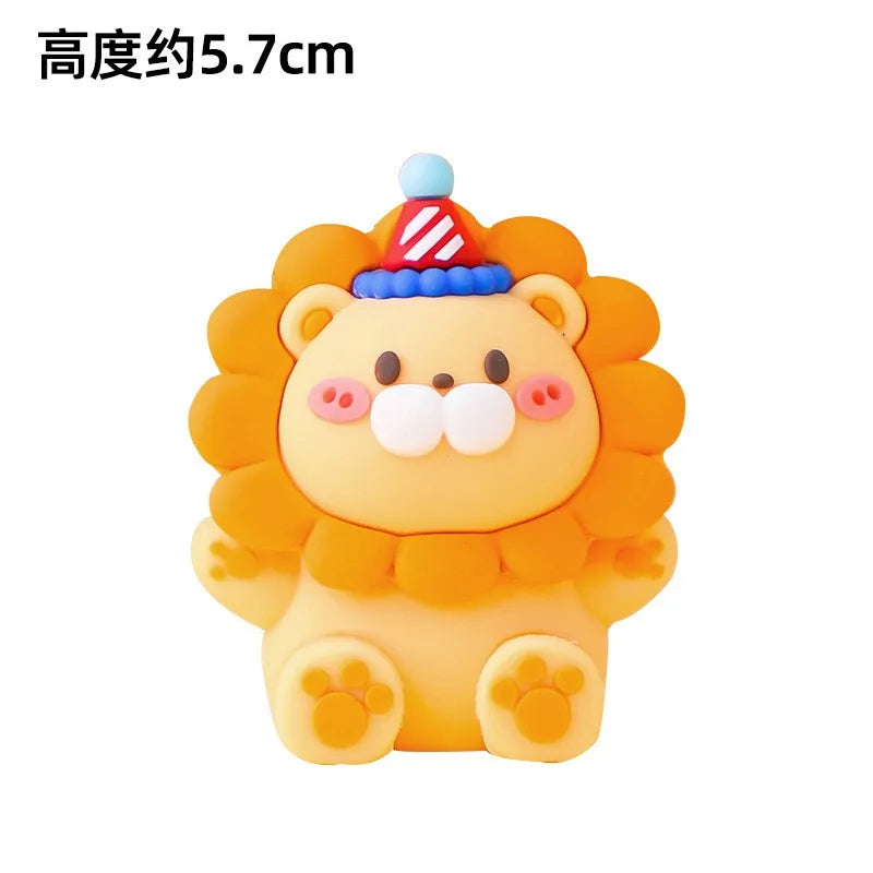 Home Decorative Statues Cake Topper Decorated with Cute Forest Animals Dinosaurs Bears Rabbit Circus Clowns Statues Mini Version