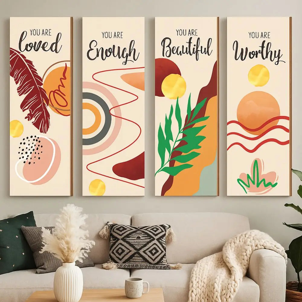 Inspirational Quotes Bohemian Abstract Hanging Sign Handmade Artistic Wooden Wall Hanging Plate Wall-mounting Decorative Panel