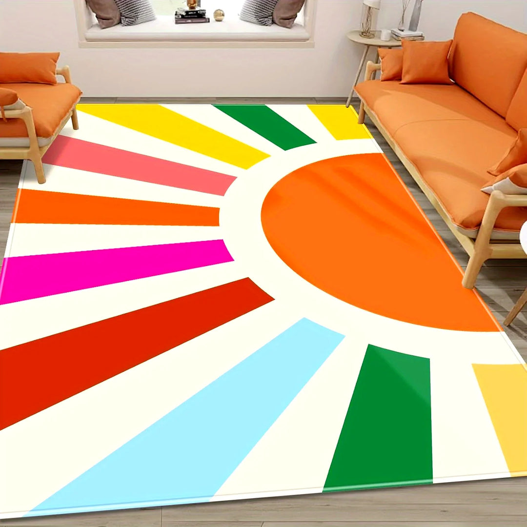Boho Rugs Area Rug for Living Room Rainbow Kids Rug Non-Slip Sunshine Carpet Ultra Soft Rug Dining Room Christmas Gift for Kids