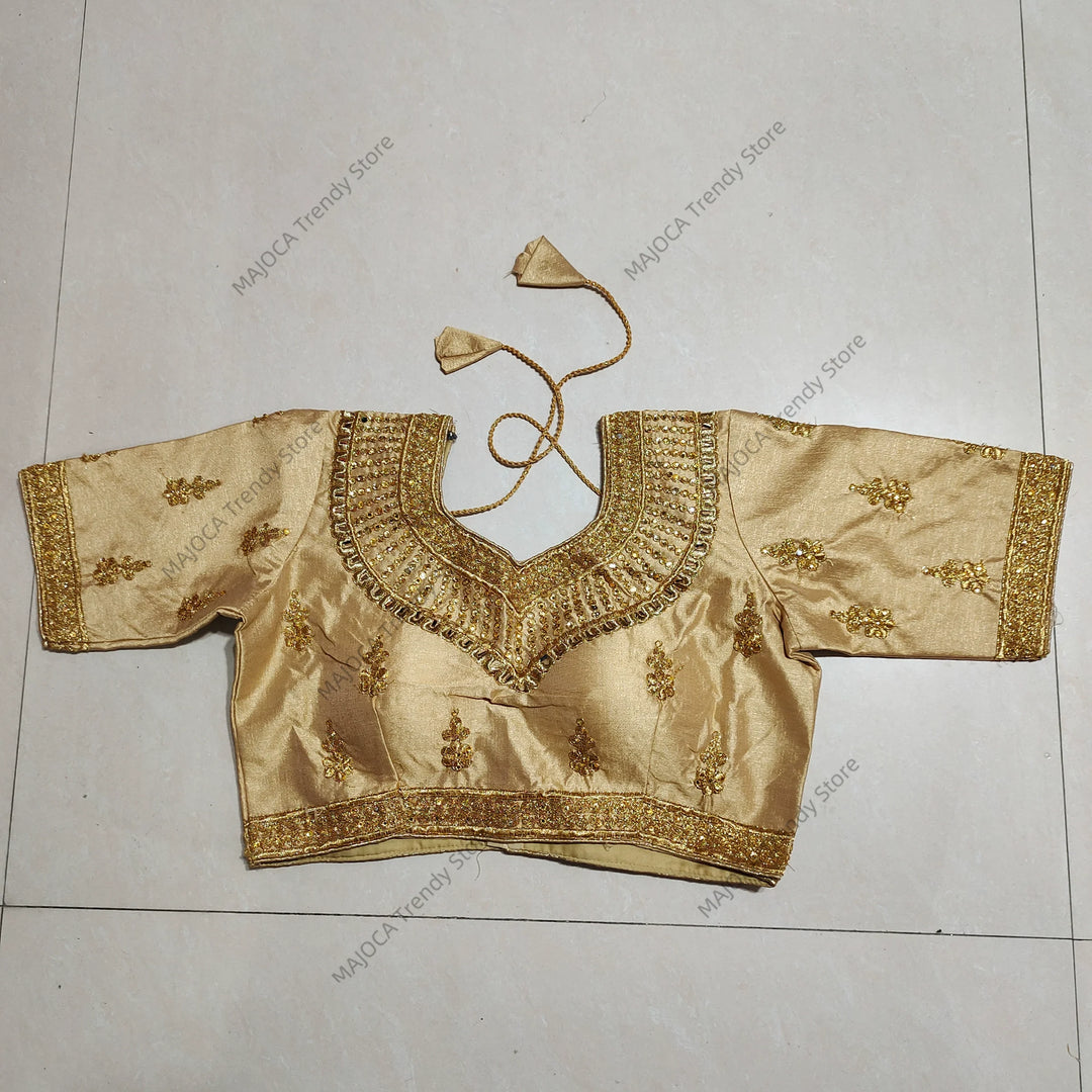 Indian Traditional Clothing for Women Tops Readymade Saree Sari Blouses Short Sleeve Crop Top India Choli Black Red