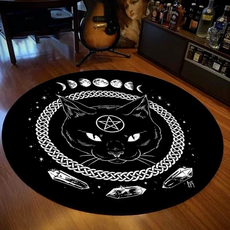 Home Decor Personalized Carpet Round  Gothic Satanic  Pet Mat Black  Divining  Bedroom rug