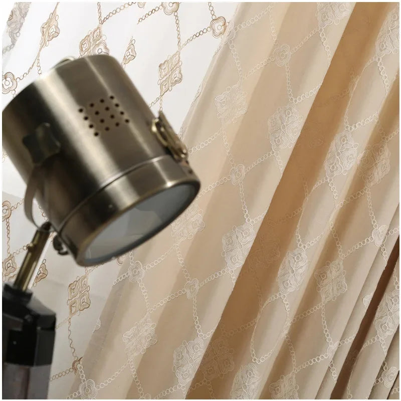 Modern Curtains for Living Dining Room Bedroom Simple European Style Artificial Cotton Printing Shading White