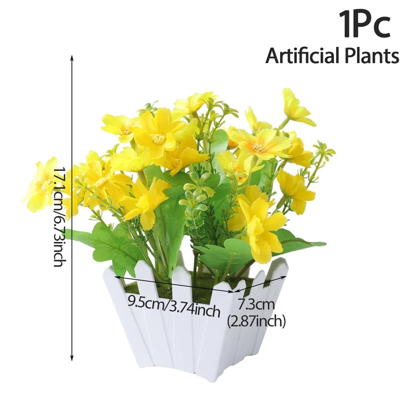 Artificial Plants Potted Green Bonsai Small Tree Grass Plant Pot Ornament Fake Flower for Home Garden Decor Wedding Party Decor