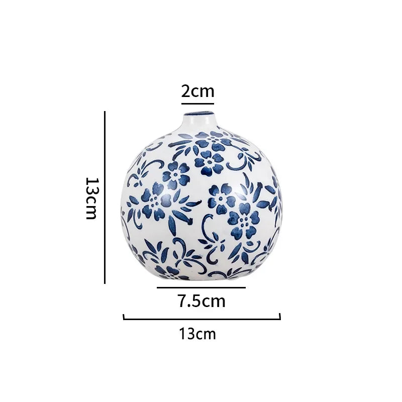 Blue and White Porcelain Vase Flower Arrangement Living Room Decorations Medieval Ceramics Retro Home Decorations Chinese Wine