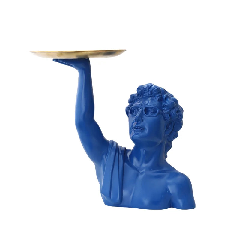 Resin Crafts Statue of David Tabletop Storage Tray Abstract Interesting Portrait Ornaments Decorative Figurines Home Decoration