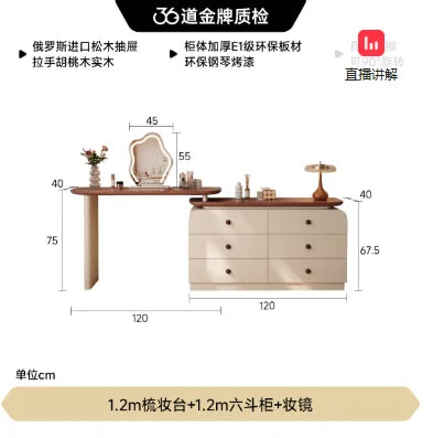 Wooden Vintage Dressing Table Girls Multifunctional Cabinets Fashionable Dressing Table Stool Standing Coiffeuse Rome Furniture