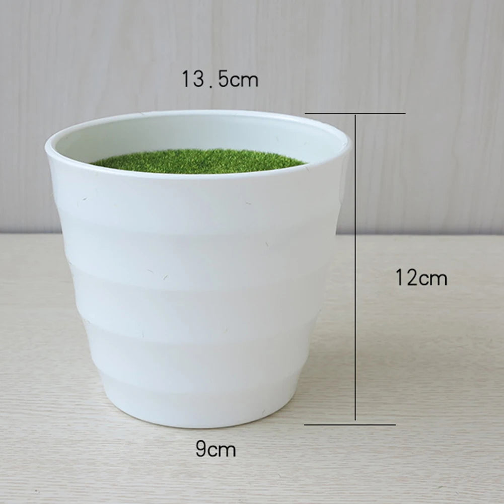 Artificial Pot Plants Pot Nursery Pot Artificial Lawn Vase White Plastic Thick Plants Flower Pot Home Garden Decorations