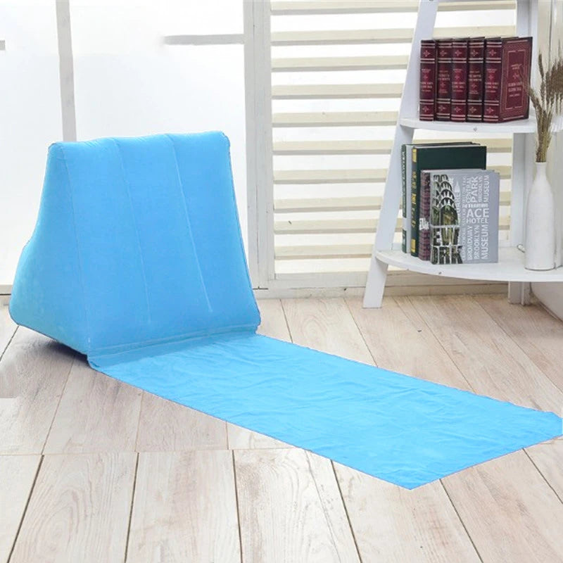 Inflatable Wedge Pillow With Mat PVC Flocking Travel Portable Back Support Triangle Cushion Beach Pillow