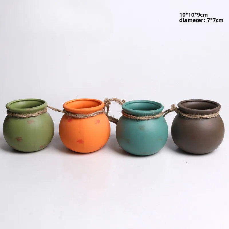 Creative Ceramic Wall Accents Small Flower Pot Wall Hanging Ornament Luxury Miniature Aesthetic Modern Wall Accents Home Decor