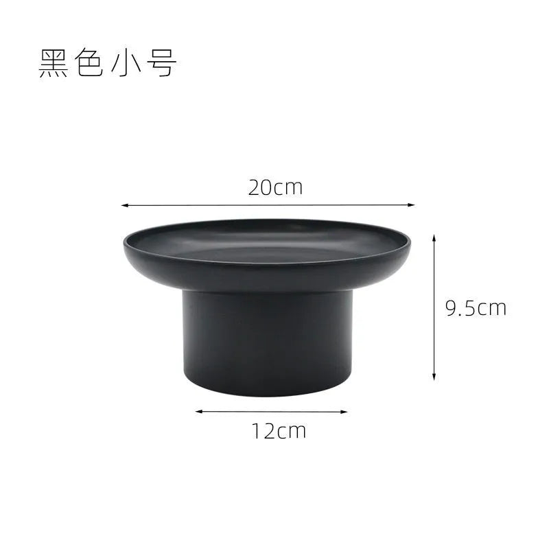 Round Black White Decorative Tray Storage Organizer ABS Tray Fruit Perfume Cosmetic Tray Home Decor Plates Simple Storage Plate