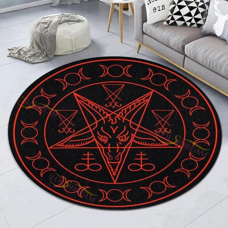Home Decor Personalized Carpet Round  Gothic Satanic  Pet Mat Black  Divining  Bedroom rug