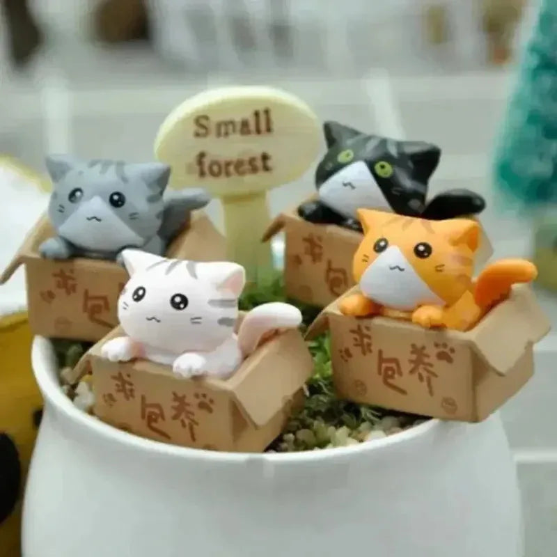 Creative Cartoon Mini Cat Ornament Micro Landscape Plastic Garden Kitten Statue Toy Cute Figurines