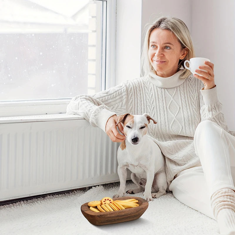 Home Decor Oblong Fruit Bowl Wooden Dough Bowls For Decor Candle Tray Decorative Bowl For Kitchen Counter Rustic Carved