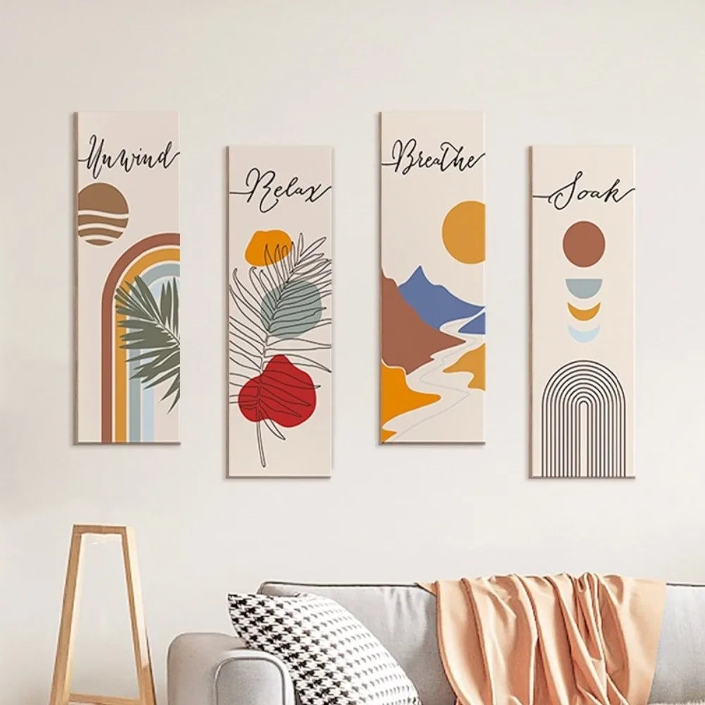 Inspirational Quotes Bohemian Abstract Hanging Sign Wall-mounting Artistic Plant Leaf Pendant Handmade Decorative Panel