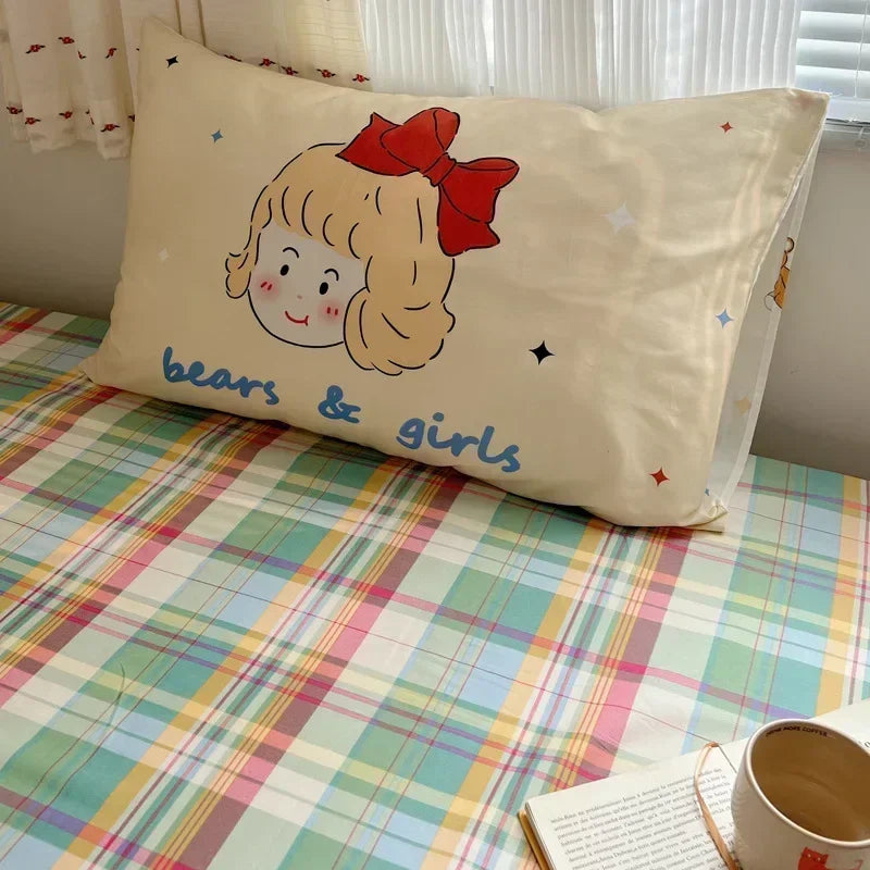 Pillow Covers Cute Design Soft Breathable Rectangular Pillow Covers Cartoon Pillowcase Cotton Pillowcase 20x30 Inch Bed Decor