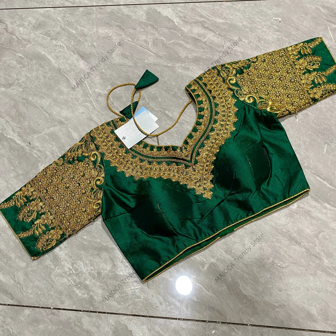 Indian Traditional Clothing for Women Tops Readymade Saree Sari Blouses Short Sleeve Crop Top India Choli Black Red