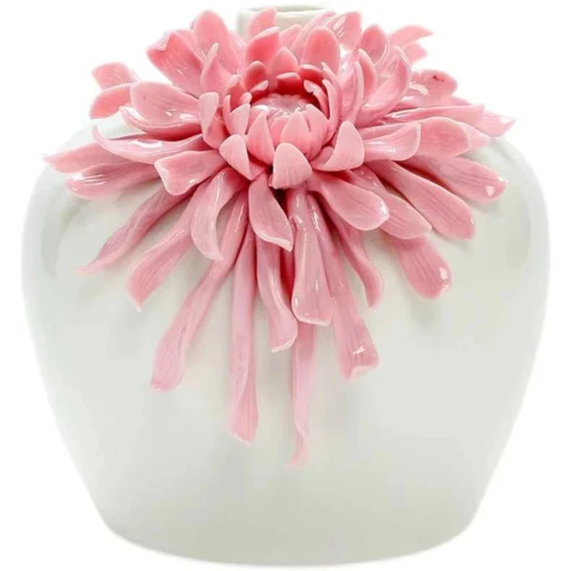Ceramics Flower Vase Handmade Craftsmanship  High Quality Desk Jarrones Vase Pink Decoration Home Girl  Aesthetic Room Decor