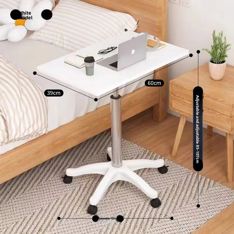 Modern Mobile Adjustable Desk, Dormitory Laptop Workstation, Small Bedside Table with Casters, Live Streaming Desk