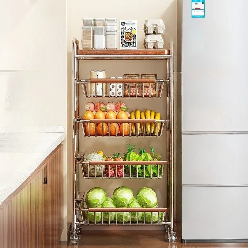 Kitchen Storage Shelf Modern Sliding Racks Corner Organization Rack Multifunctional Shelves Organizers Kitchens Accessories