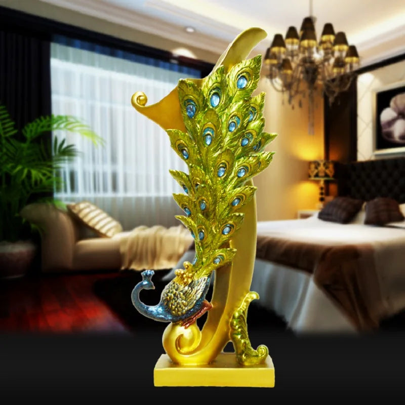 Creative Resin Peacock Decor Statue Sculpture Bookshelf Decor Accents Modern Decorative Desktop Figurine Accessories Gift
