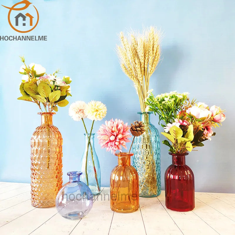 Glass Vase Living Room Decoration Small Fresh Flower Vases For Homes Table Bedroom Decor Modern Terrarium Home Accessories