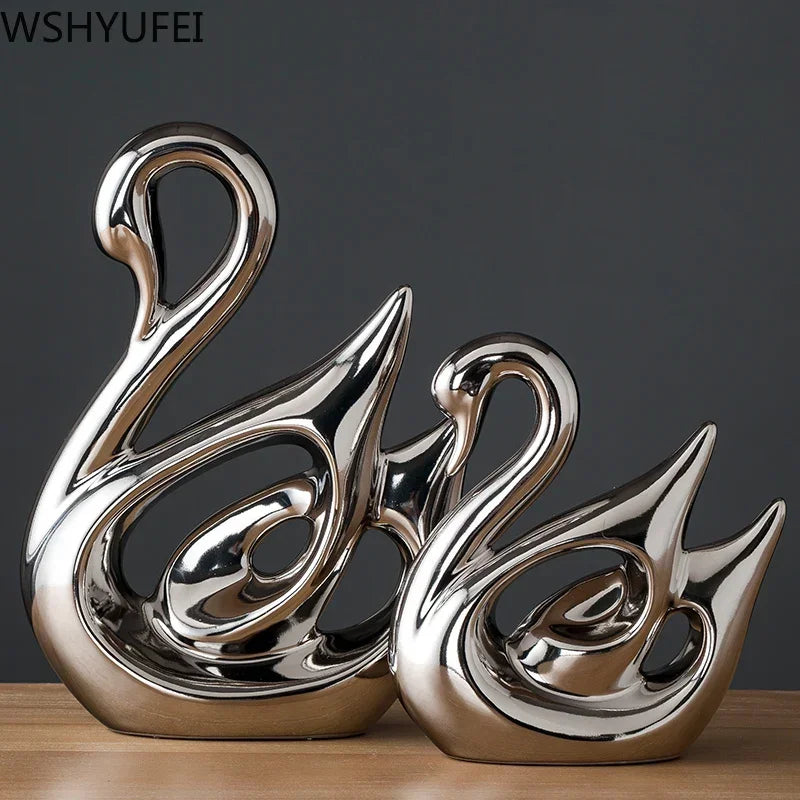 Modern Ceramic Animal Figurine Decorative Statue Deer Porcelain Figurine Home Desktop Decor Christmas Birthday Wedding Gift