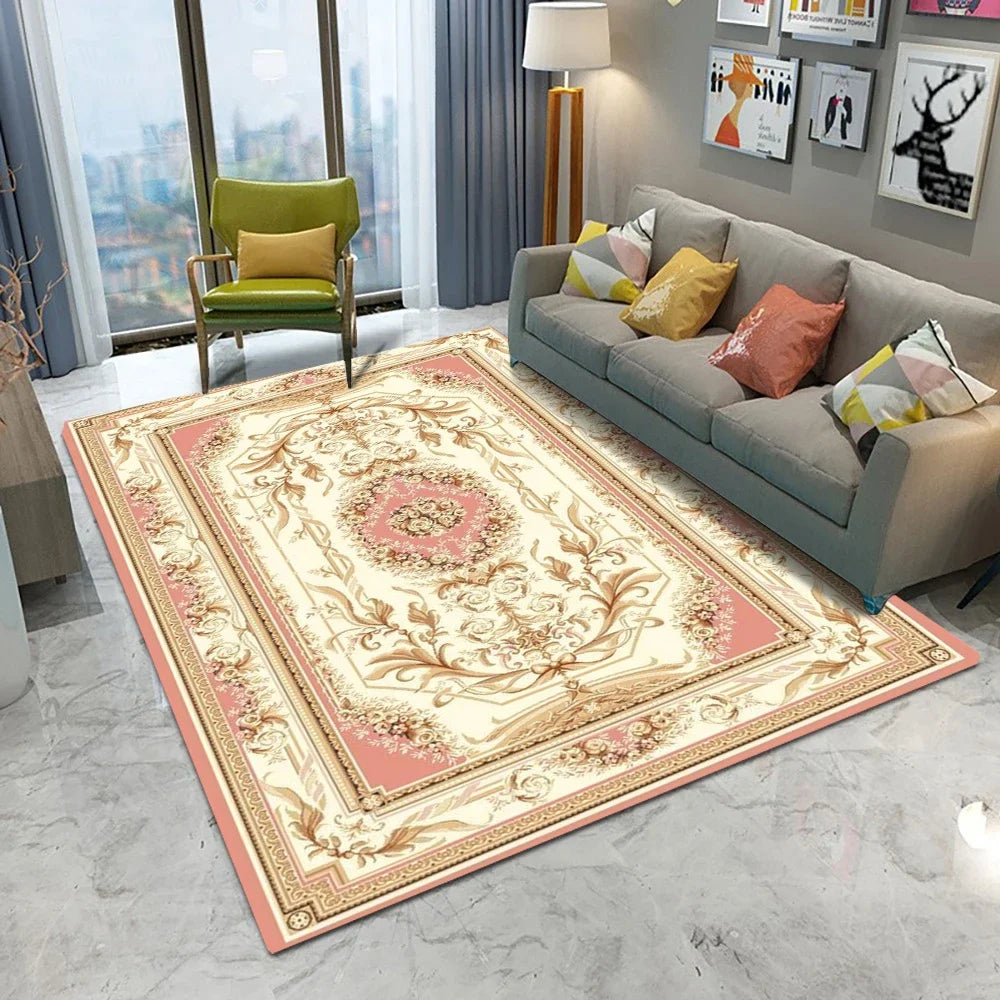 Vintage Rustic Carpet Shabby Rose Rugs Luxury Soft Elegant Traditional Rugs Floral Floor Carpet Home Living Room Bedroom Mats