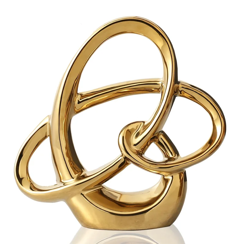 RALCA-Modern Gold Decor  Geometric Sculpture, Abstract Home Accent & Tabletop Figurine