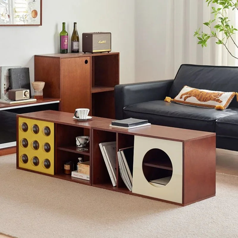 4 Drawers Storage Cabinets Wood Organizer Space Saving Cabinets for Living Room Multifunctional Home Furniture Aesthetic Design