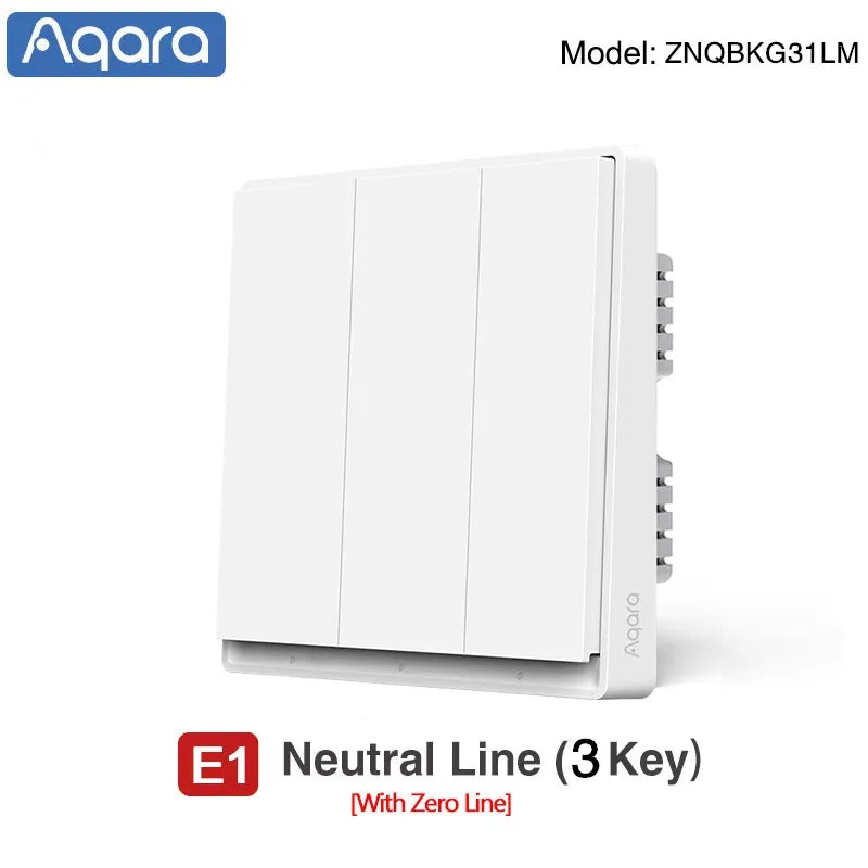 Newest Aqara Smart Wall Switch E1 ZigBee Smart Home Wireless Light Switch Fire Wire With NO Neutral For Xiaomi Mi Home homekit