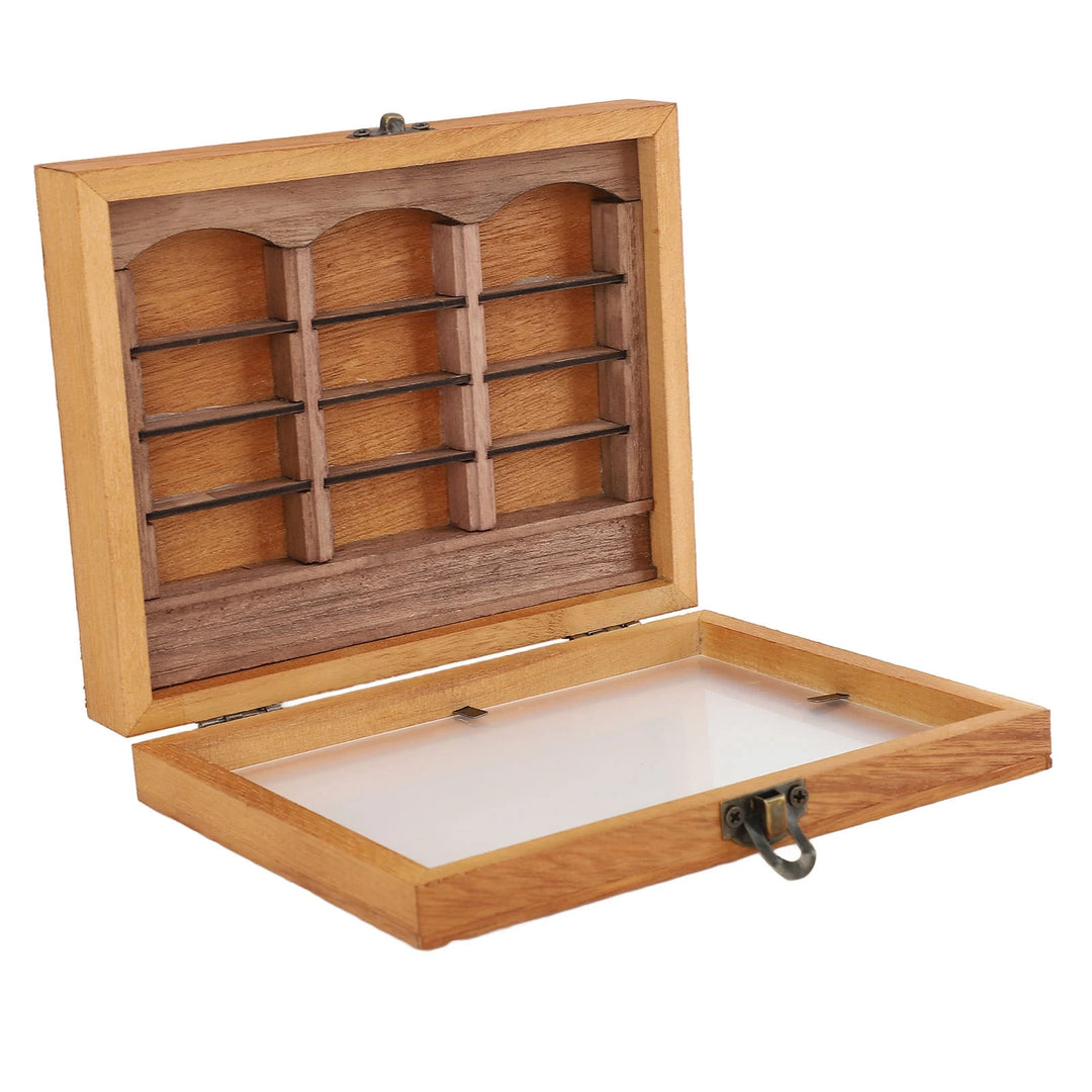 Miniature Bookshelf Decoration 196 Folded Books Miniature Book Boxes Display Case  Wood Stylish for Coffee Shop